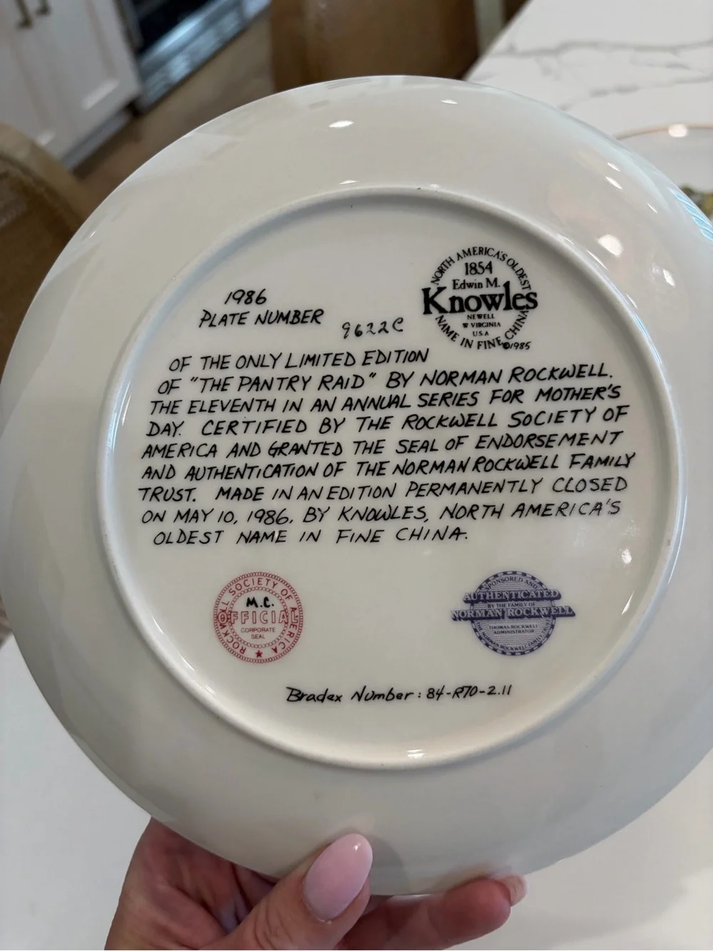 Norman Rockwell Authenticated Knowles, Mothers Day 1986 Plate